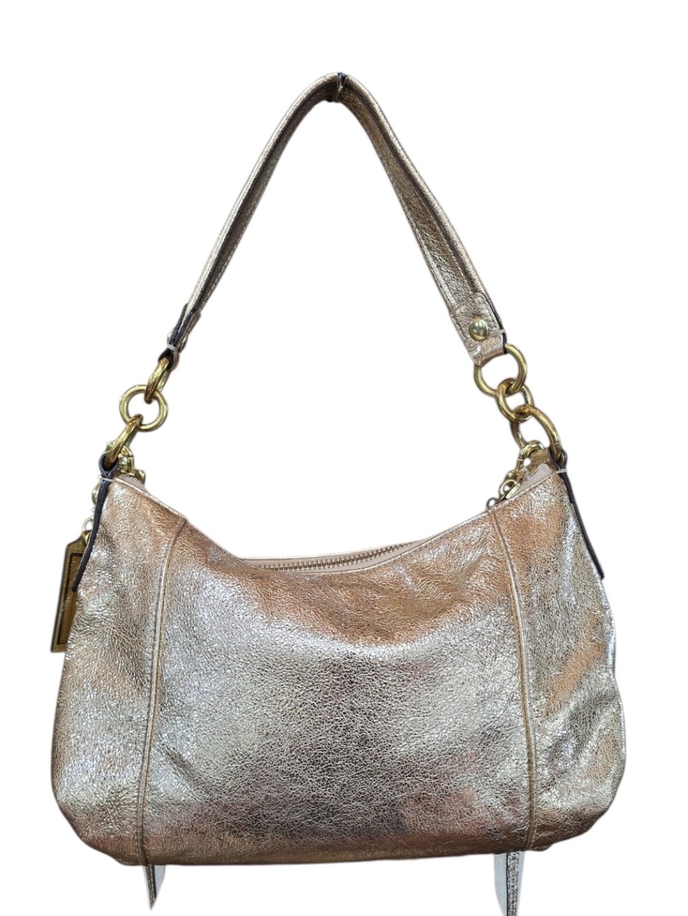 Coach Poppy Groovy Metallic Gold Leather Shoulder Bag Crossbody - Picture 4 of 17